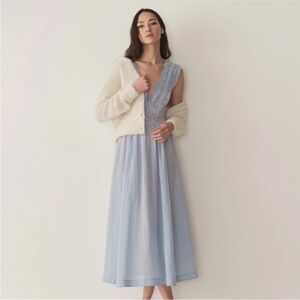 NWT Doen icy blue Victoria midi dress